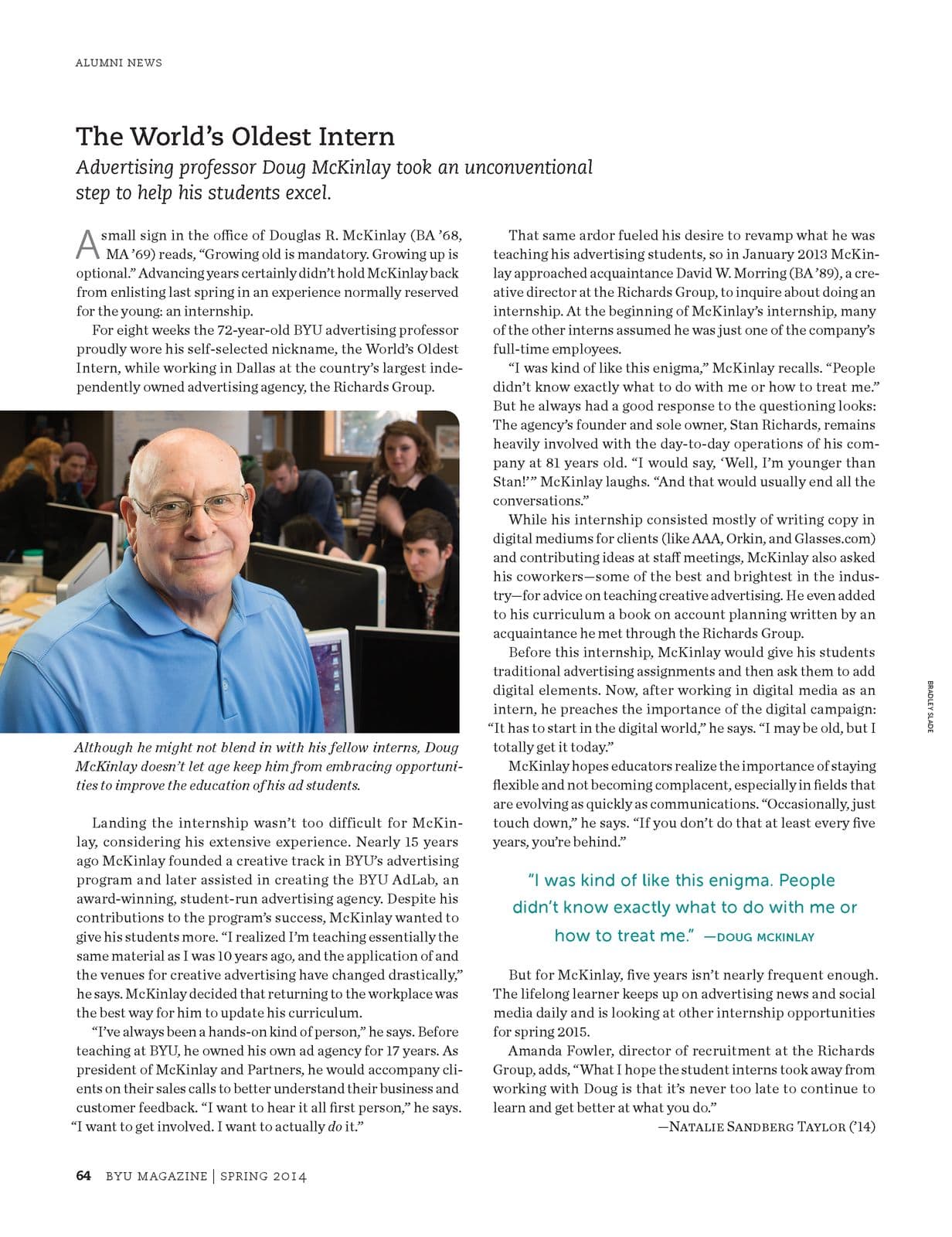 BYU Magazine article