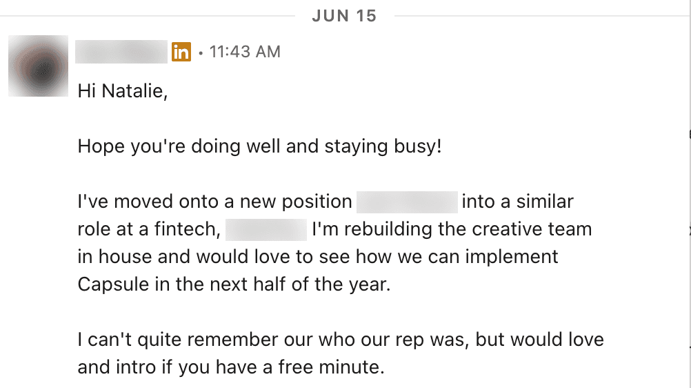 Prospect outreach message