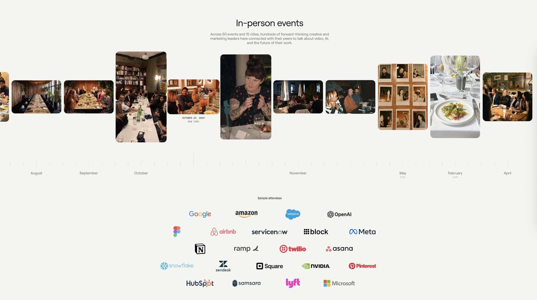 In-person events timeline on capsule.video/learn